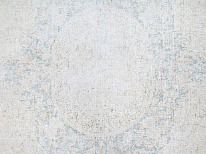9'4" x 12'3" Vintage Hand Knotted Ivory Wool Rectangle Oriental Rug - MOA10285525