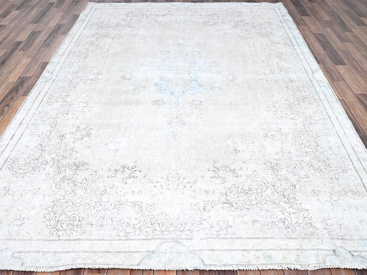 7'2" x 9'10" Vintage Hand Knotted Ivory Wool Rectangle Oriental Rug - MOA10285529