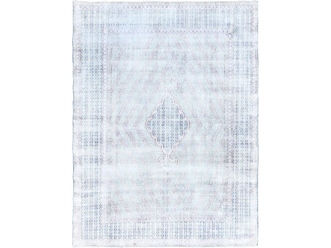 7'9" x 10'1" Vintage Hand Knotted Blue Wool Rectangle Oriental Rug - MOA10285531