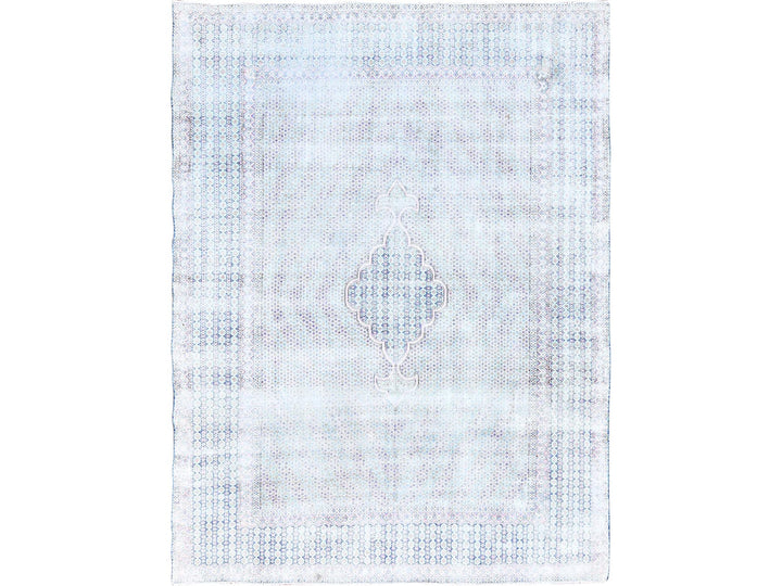 7'9" x 10'1" Vintage Hand Knotted Blue Wool Rectangle Oriental Rug - MOA10285531