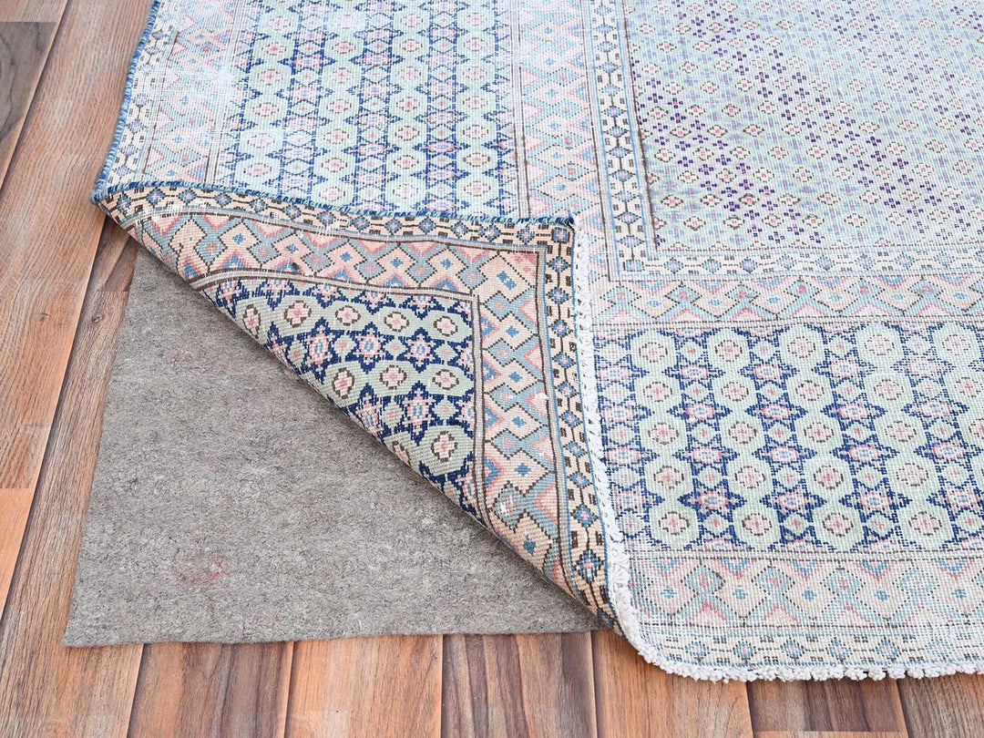 7'9" x 10'1" Vintage Hand Knotted Blue Wool Rectangle Oriental Rug - MOA10285531