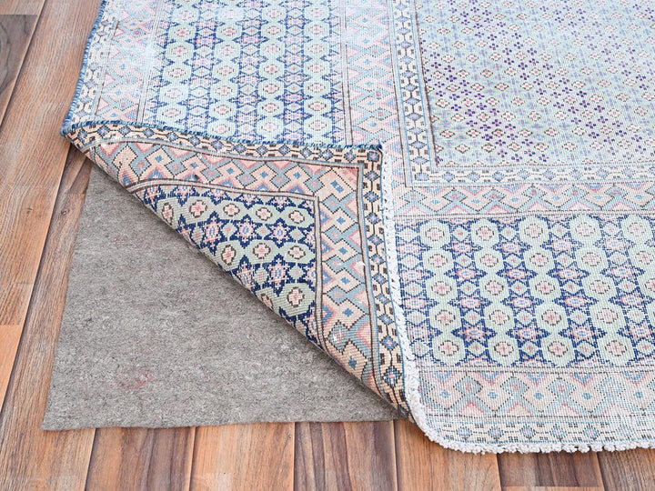 7'9" x 10'1" Vintage Hand Knotted Blue Wool Rectangle Oriental Rug - MOA10285531