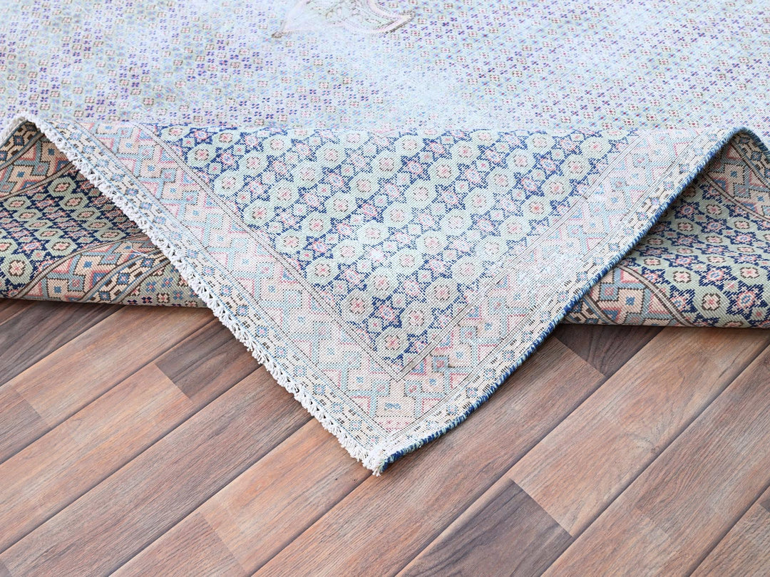 7'9" x 10'1" Vintage Hand Knotted Blue Wool Rectangle Oriental Rug - MOA10285531