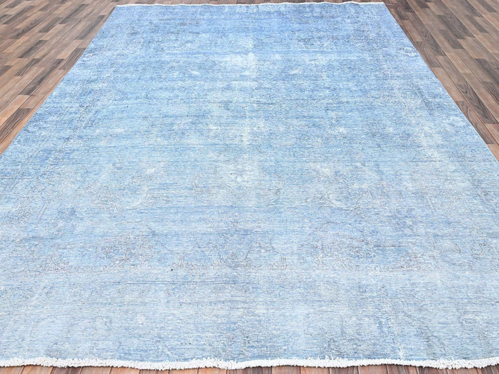9'0" x 11'8" Vintage Hand Knotted Overdyed Wool Rectangle Oriental Rug - MOA10285539