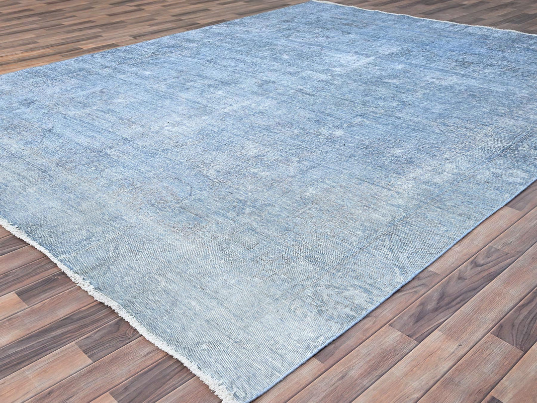 9'0" x 11'8" Vintage Hand Knotted Overdyed Wool Rectangle Oriental Rug - MOA10285539