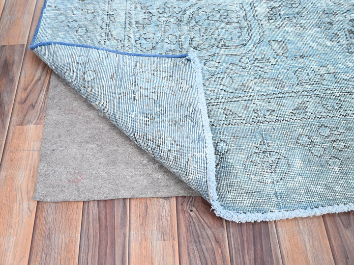 7'1" x 10'7" Vintage Hand Knotted Blue Wool Rectangle Oriental Rug - MOA10285540