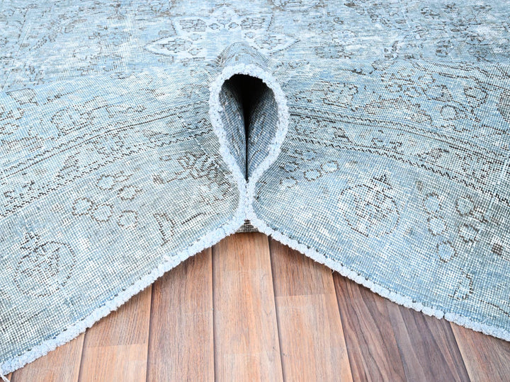 7'1" x 10'7" Vintage Hand Knotted Blue Wool Rectangle Oriental Rug - MOA10285540