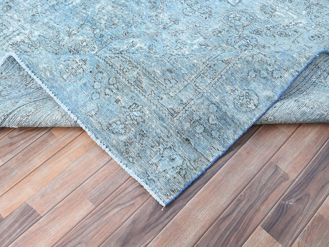 7'1" x 10'7" Vintage Hand Knotted Blue Wool Rectangle Oriental Rug - MOA10285540