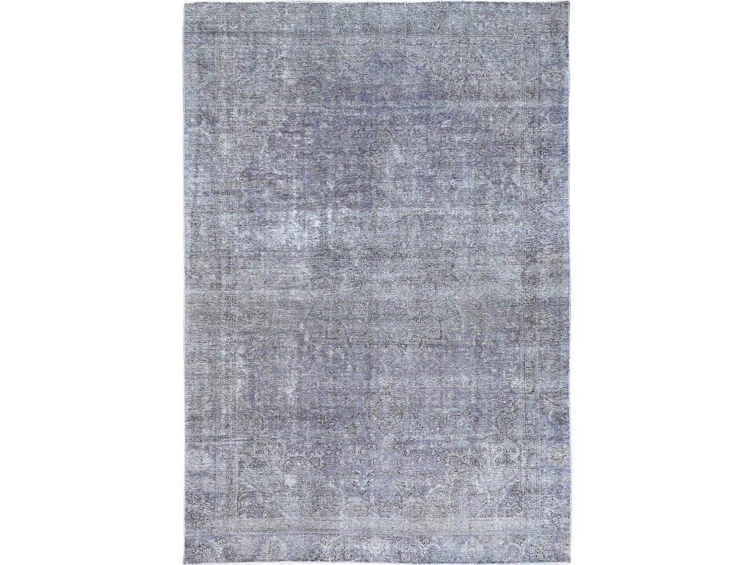 7'1" x 10'4" Vintage Hand Knotted Purple Wool Rectangle Oriental Rug - MOA10285541