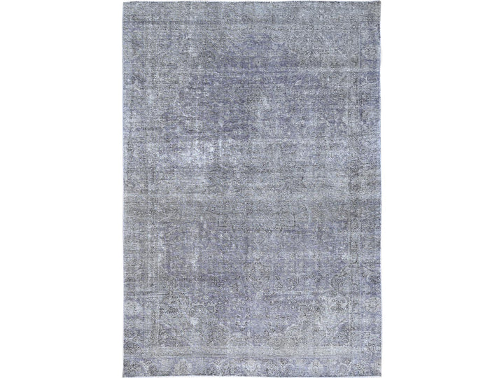 7'1" x 10'4" Vintage Hand Knotted Purple Wool Rectangle Oriental Rug - MOA10285541