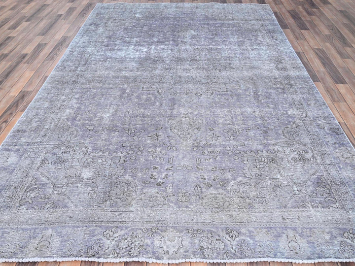 7'1" x 10'4" Vintage Hand Knotted Purple Wool Rectangle Oriental Rug - MOA10285541