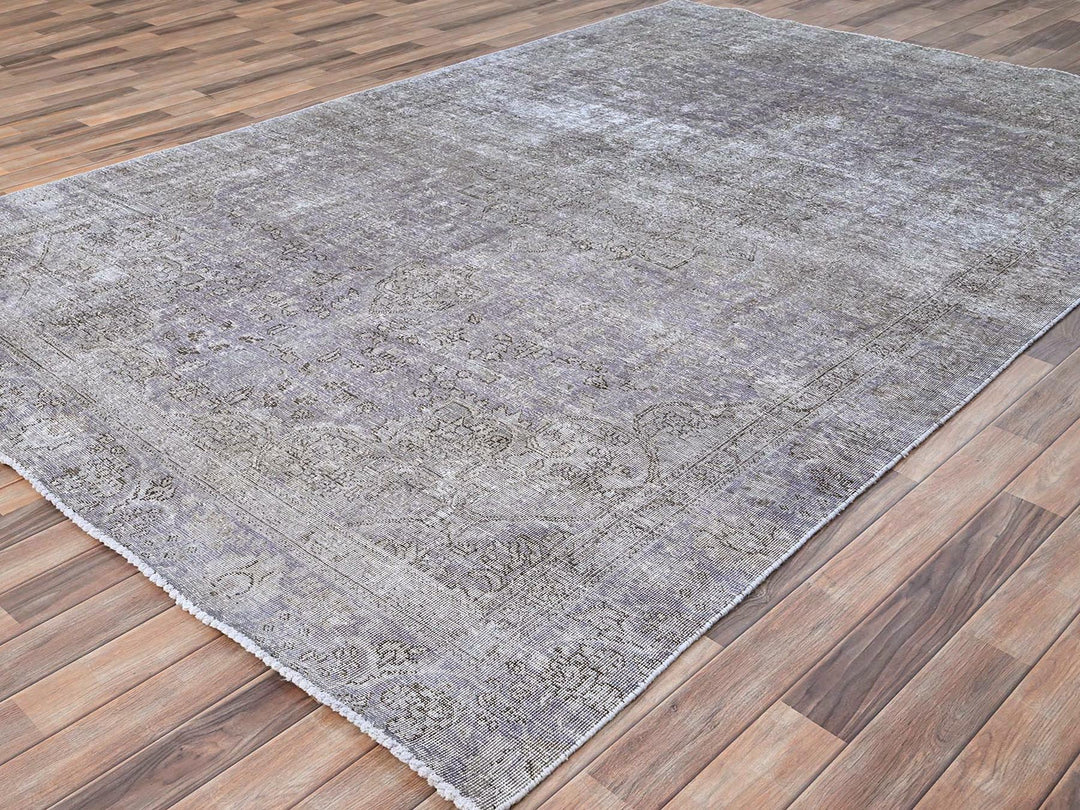 7'1" x 10'4" Vintage Hand Knotted Purple Wool Rectangle Oriental Rug - MOA10285541