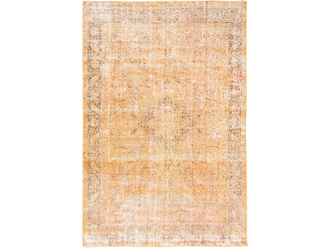 6'5" x 10'0" Vintage Hand Knotted Orange Wool Rectangle Oriental Rug - MOA10285542