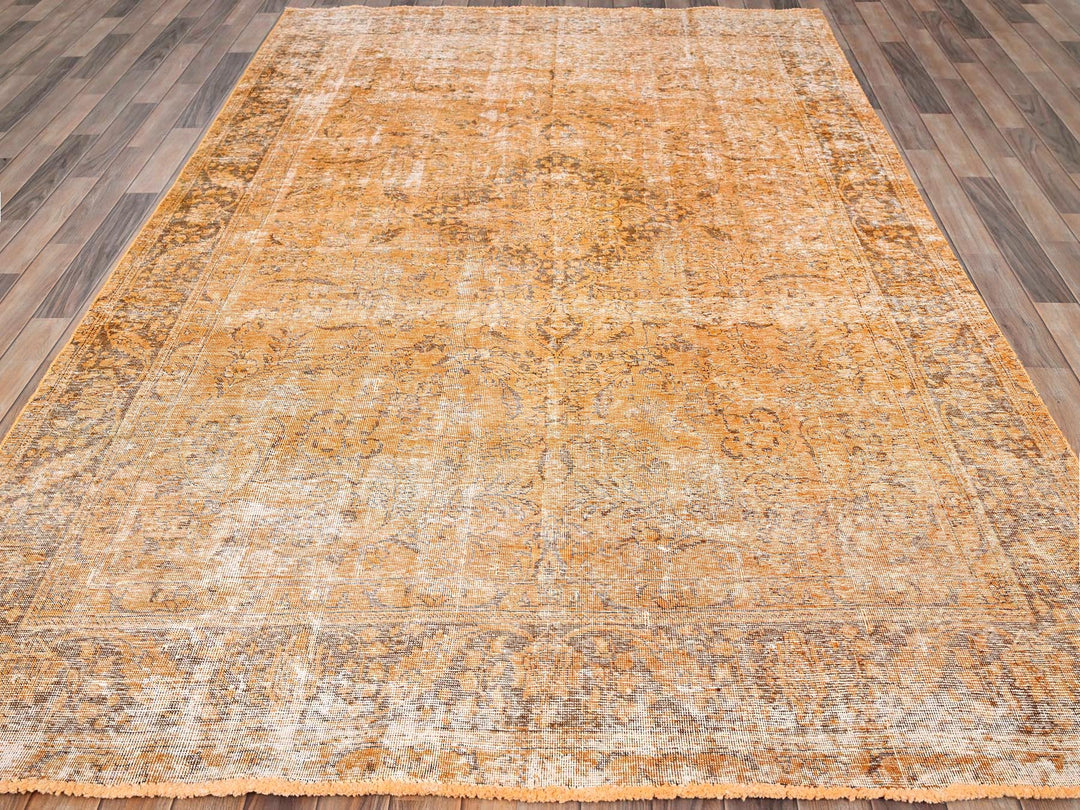 6'5" x 10'0" Vintage Hand Knotted Orange Wool Rectangle Oriental Rug - MOA10285542