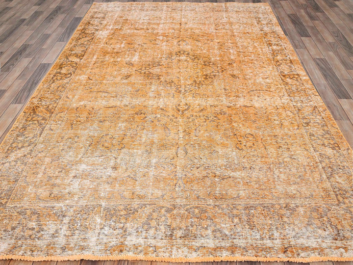 6'5" x 10'0" Vintage Hand Knotted Orange Wool Rectangle Oriental Rug - MOA10285542