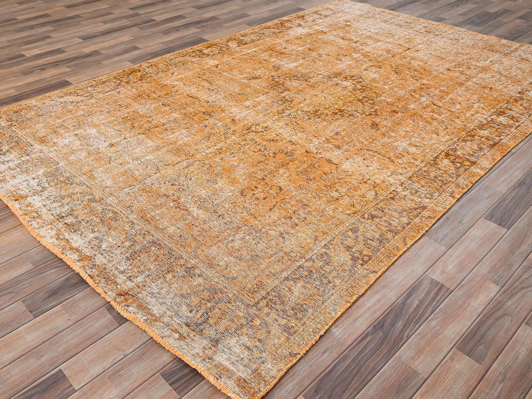 6'5" x 10'0" Vintage Hand Knotted Orange Wool Rectangle Oriental Rug - MOA10285542