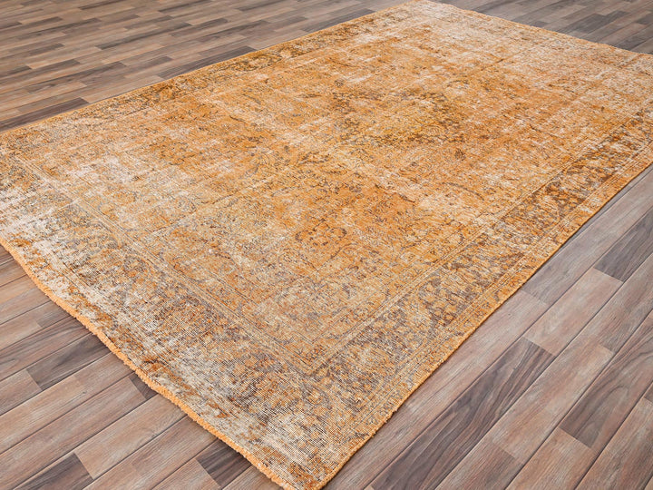 6'5" x 10'0" Vintage Hand Knotted Orange Wool Rectangle Oriental Rug - MOA10285542
