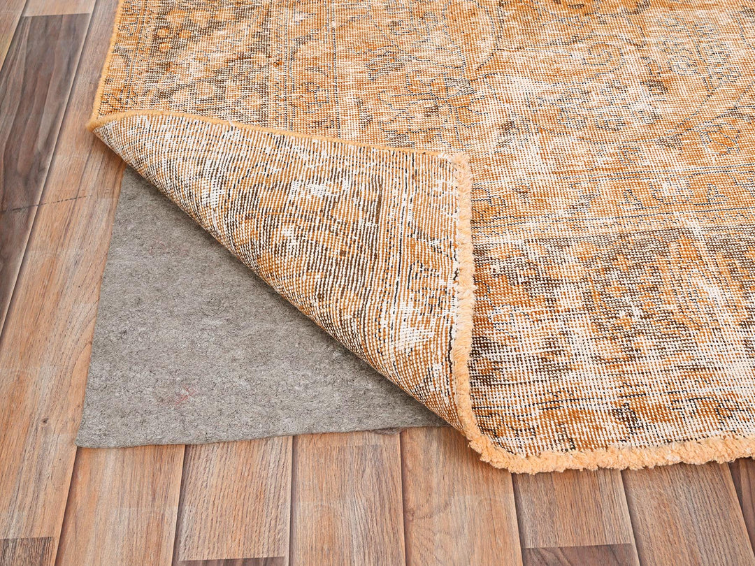 6'5" x 10'0" Vintage Hand Knotted Orange Wool Rectangle Oriental Rug - MOA10285542