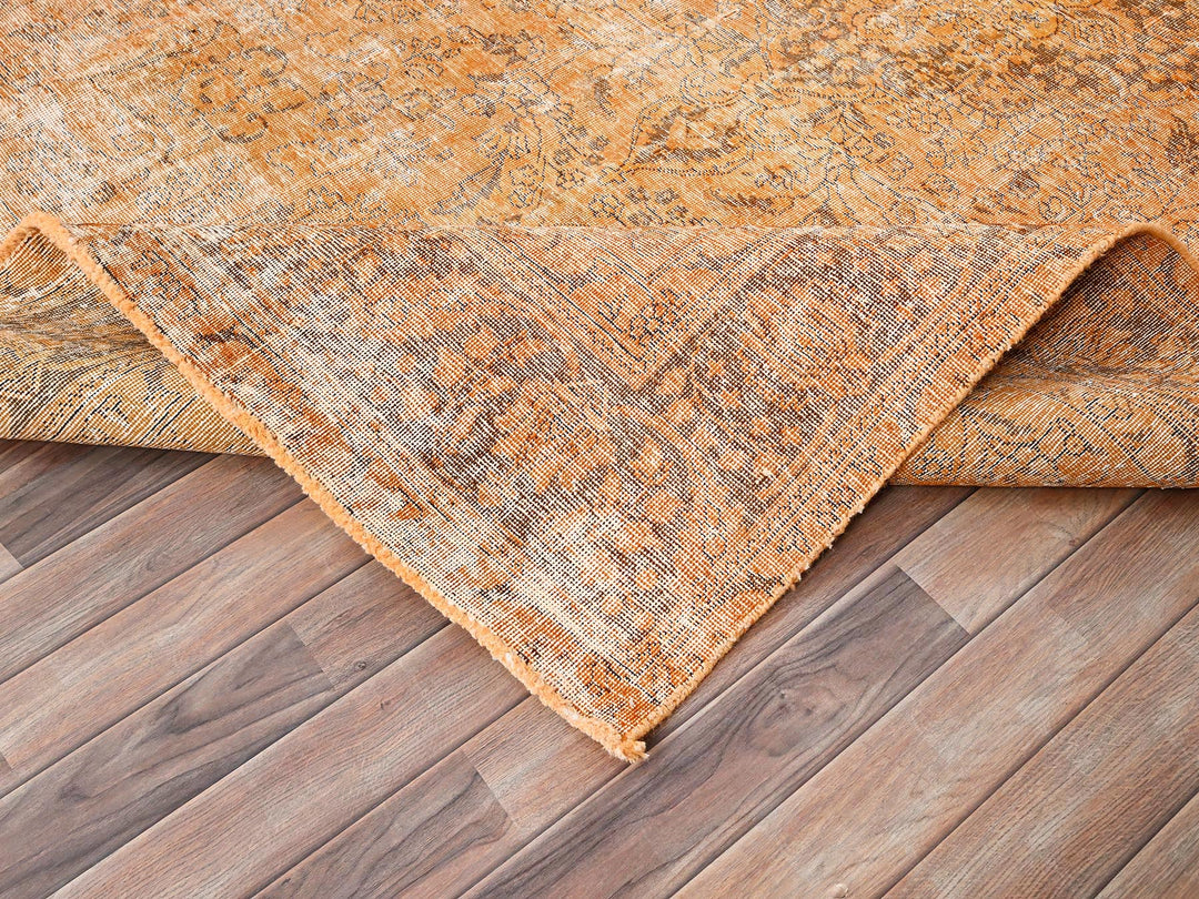 6'5" x 10'0" Vintage Hand Knotted Orange Wool Rectangle Oriental Rug - MOA10285542