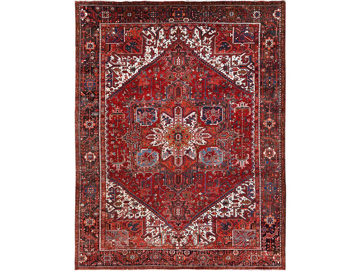 10'1" x 12'9" Vintage Hand Knotted Red Worn Wool Rectangle Oriental Rug - MOA10285562