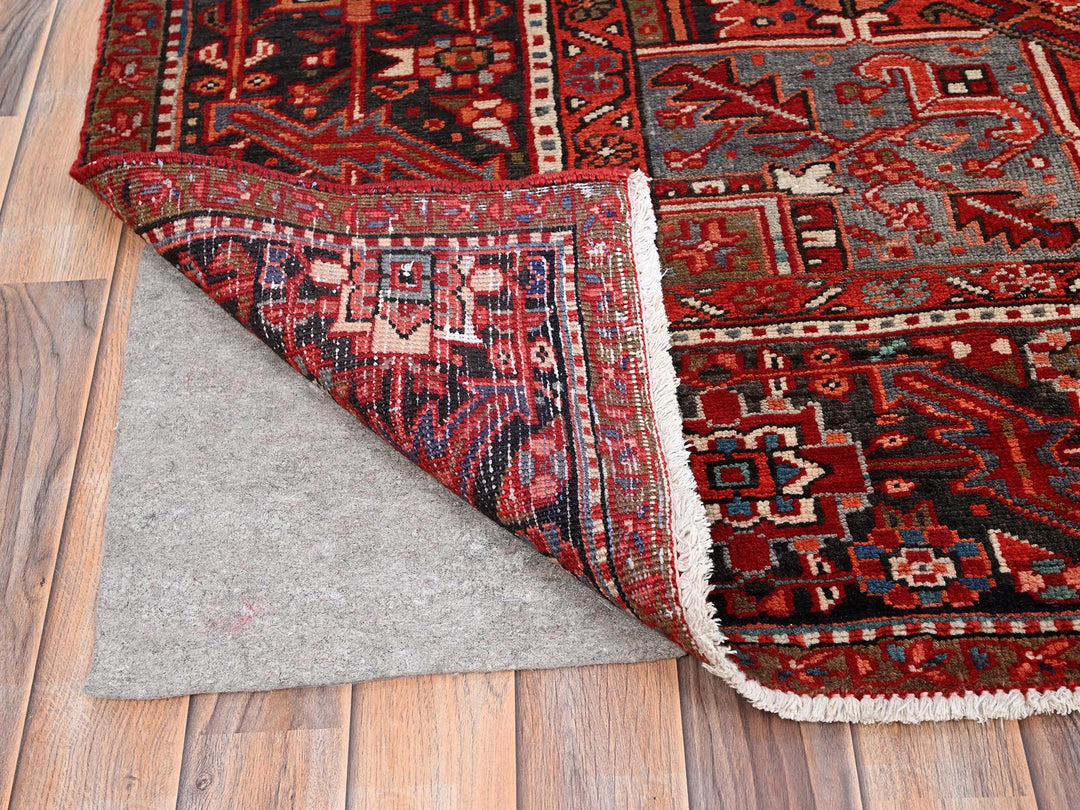10'1" x 12'9" Vintage Hand Knotted Red Worn Wool Rectangle Oriental Rug - MOA10285562