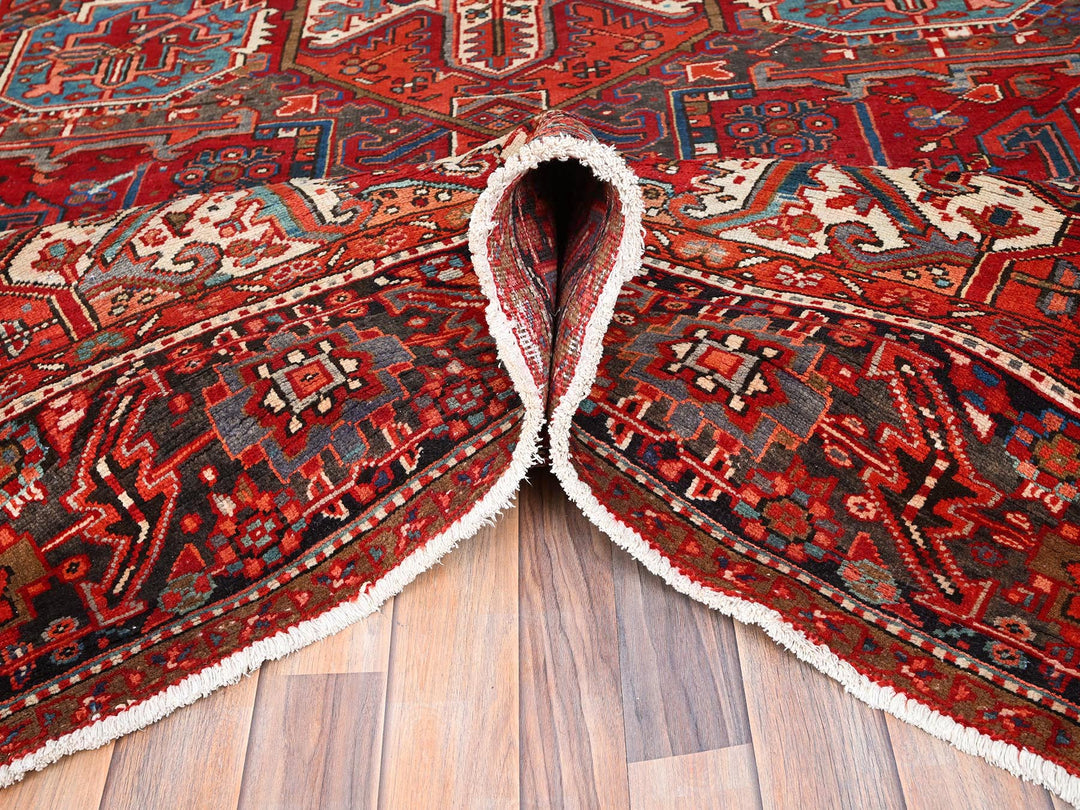 10'1" x 12'9" Vintage Hand Knotted Red Worn Wool Rectangle Oriental Rug - MOA10285562
