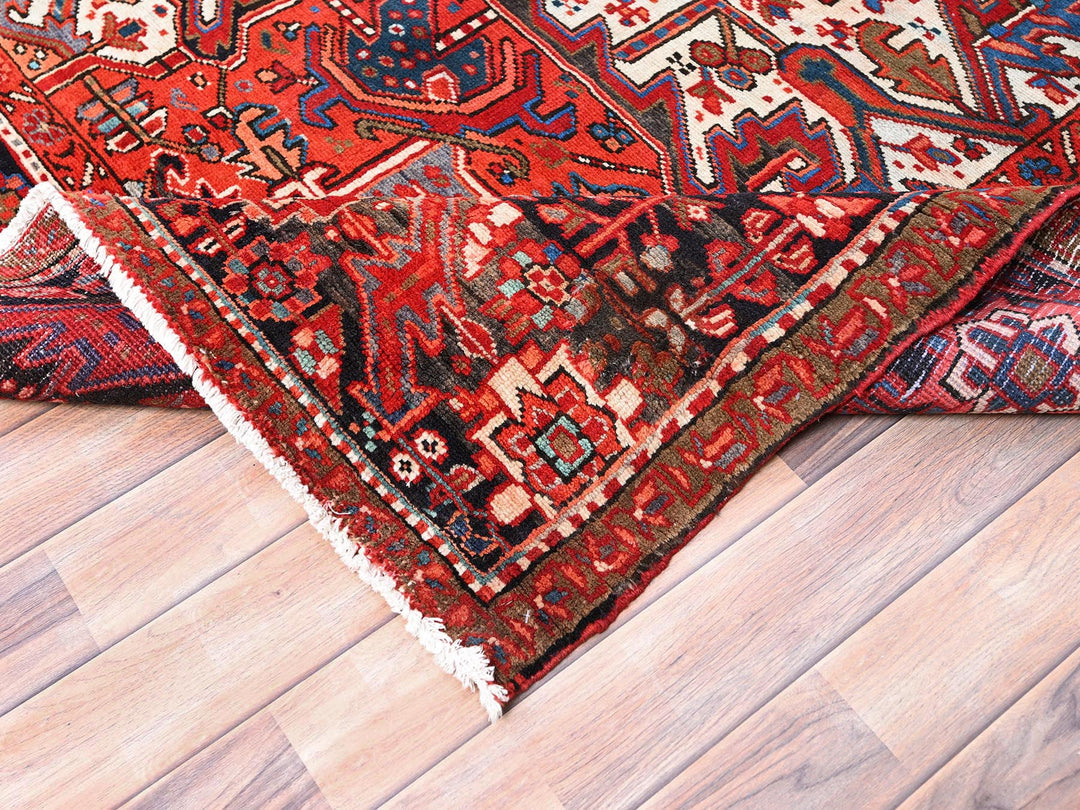 10'1" x 12'9" Vintage Hand Knotted Red Worn Wool Rectangle Oriental Rug - MOA10285562