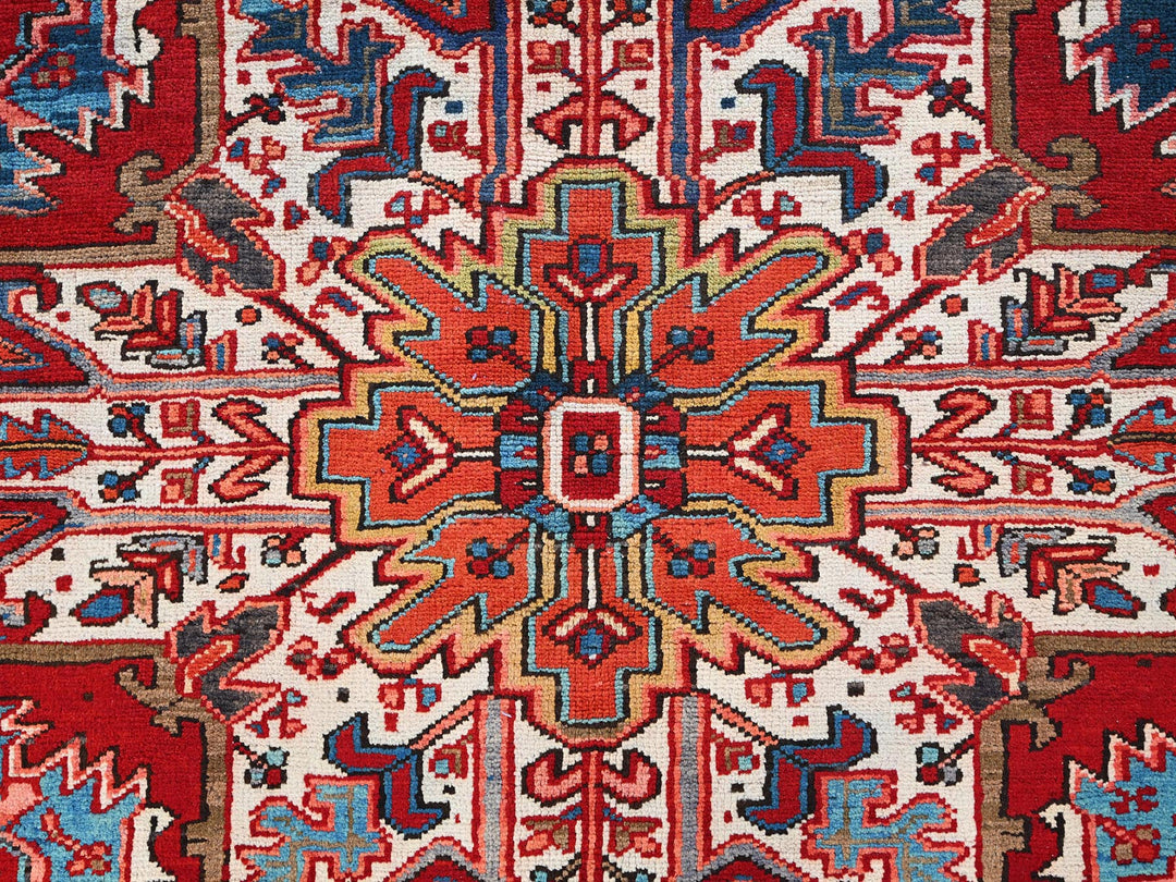 10'1" x 12'9" Vintage Hand Knotted Red Worn Wool Rectangle Oriental Rug - MOA10285562