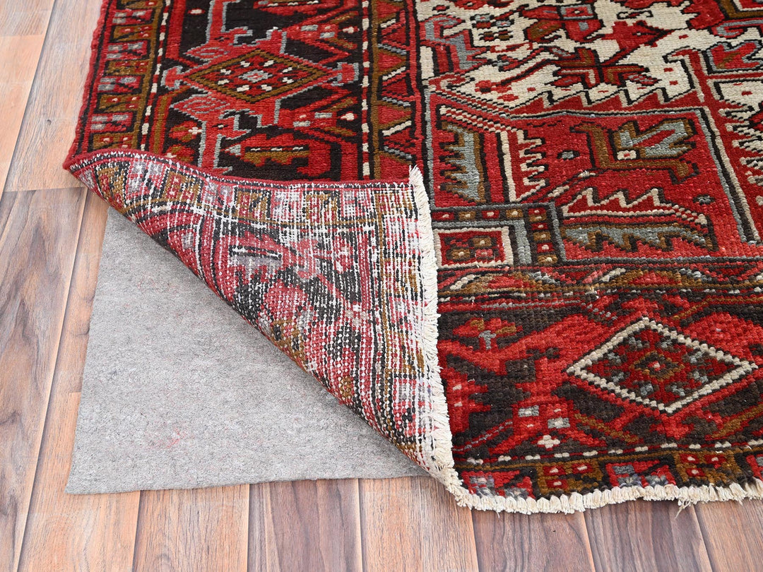 7'5" x 10'2" Vintage Hand Knotted Red Worn Wool Rectangle Oriental Rug - MOA10285570