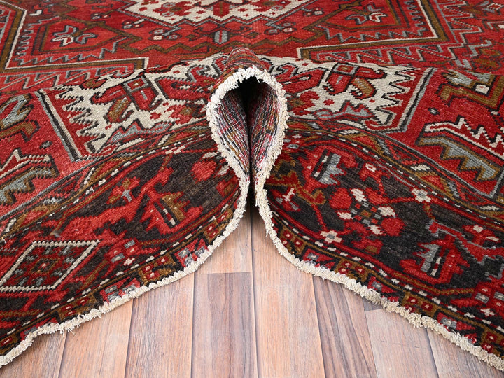 7'5" x 10'2" Vintage Hand Knotted Red Worn Wool Rectangle Oriental Rug - MOA10285570