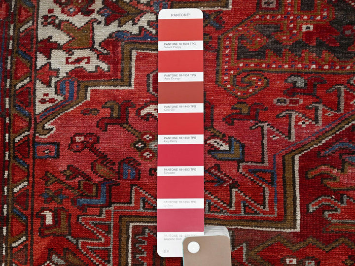 7'5" x 10'2" Vintage Hand Knotted Red Worn Wool Rectangle Oriental Rug - MOA10285570