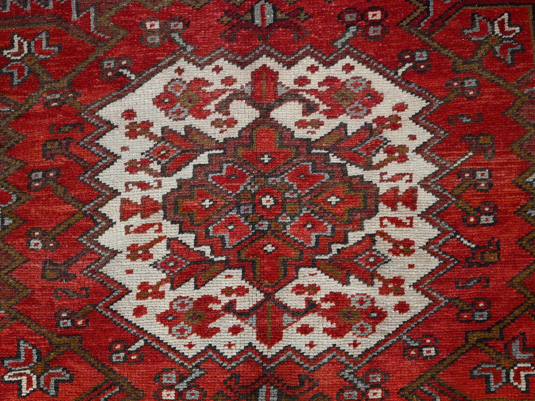 7'5" x 10'2" Vintage Hand Knotted Red Worn Wool Rectangle Oriental Rug - MOA10285570