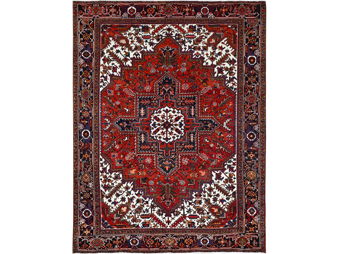 8'5" x 10'9" Vintage Hand Knotted Red Worn Wool Rectangle Oriental Rug - MOA10285572