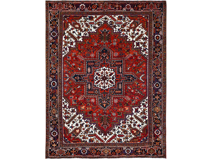 8'5" x 10'9" Vintage Hand Knotted Red Worn Wool Rectangle Oriental Rug - MOA10285572