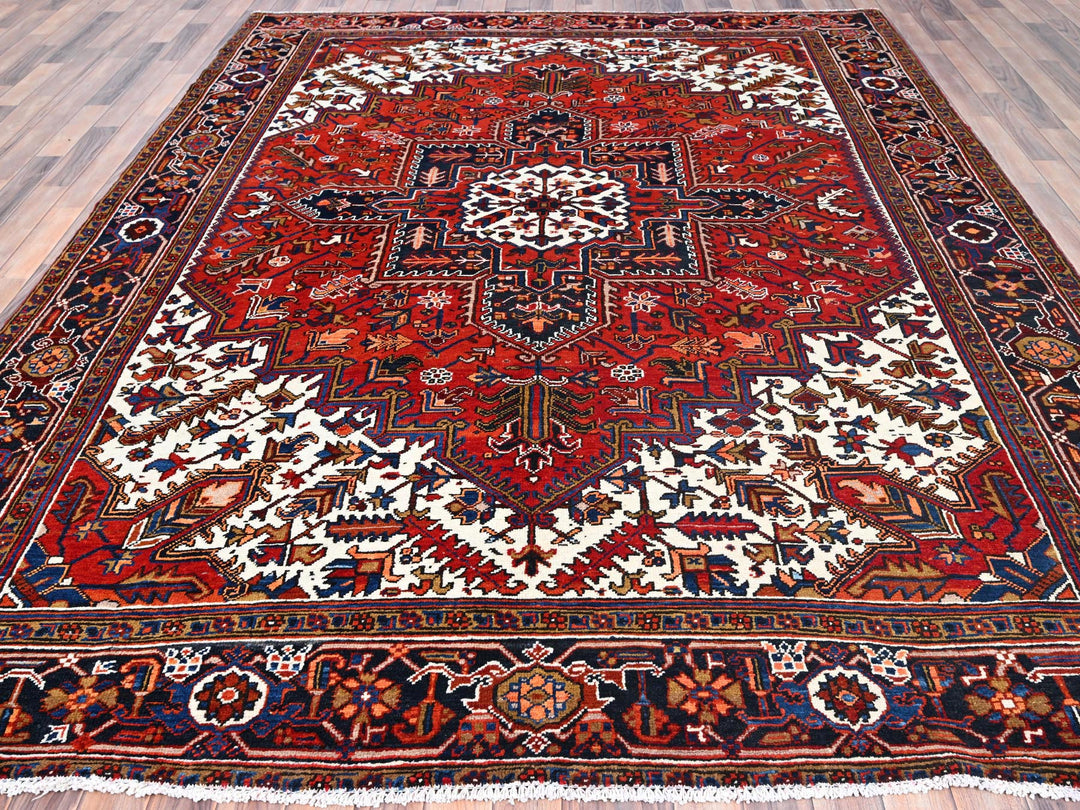 8'5" x 10'9" Vintage Hand Knotted Red Worn Wool Rectangle Oriental Rug - MOA10285572
