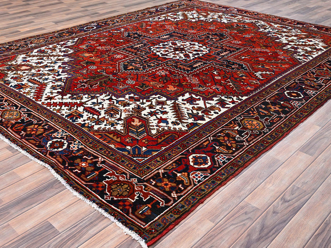 8'5" x 10'9" Vintage Hand Knotted Red Worn Wool Rectangle Oriental Rug - MOA10285572