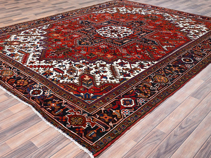 8'5" x 10'9" Vintage Hand Knotted Red Worn Wool Rectangle Oriental Rug - MOA10285572