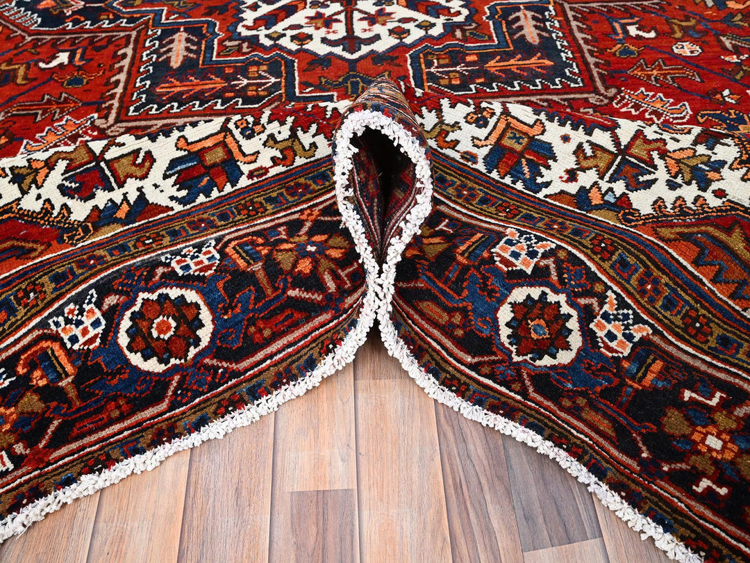 8'5" x 10'9" Vintage Hand Knotted Red Worn Wool Rectangle Oriental Rug - MOA10285572