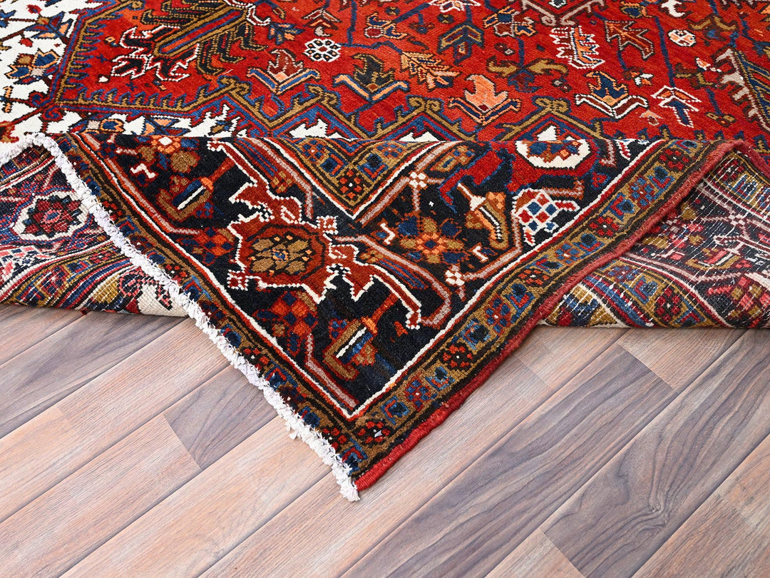 8'5" x 10'9" Vintage Hand Knotted Red Worn Wool Rectangle Oriental Rug - MOA10285572
