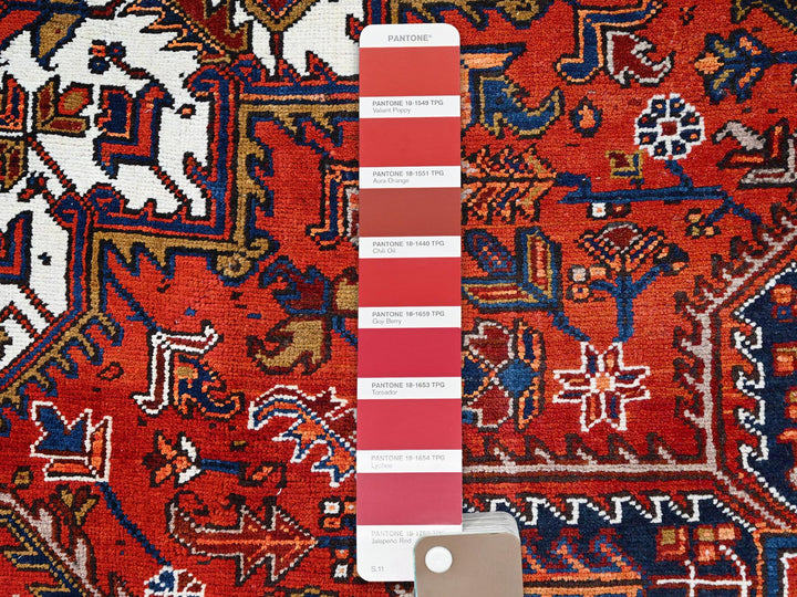 8'5" x 10'9" Vintage Hand Knotted Red Worn Wool Rectangle Oriental Rug - MOA10285572