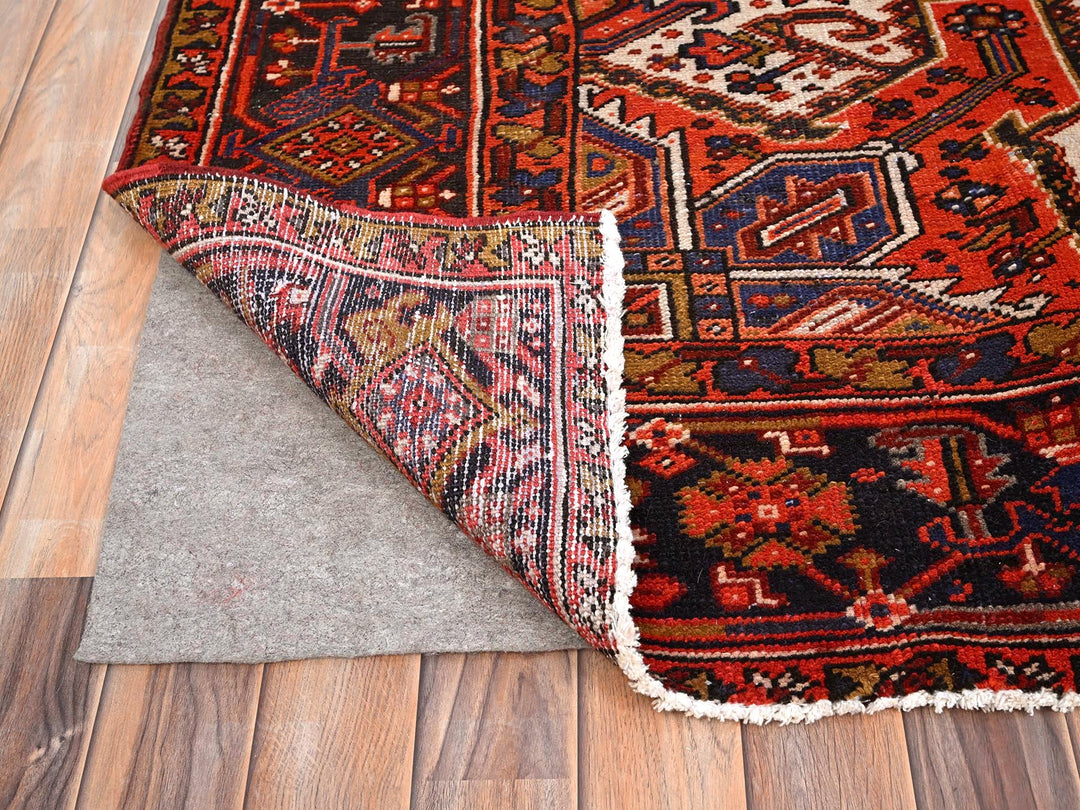 10'0" x 13'2" Vintage Hand Knotted Red Worn Wool Rectangle Oriental Rug - MOA10285578