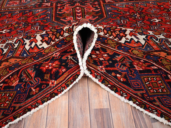 10'0" x 13'2" Vintage Hand Knotted Red Worn Wool Rectangle Oriental Rug - MOA10285578