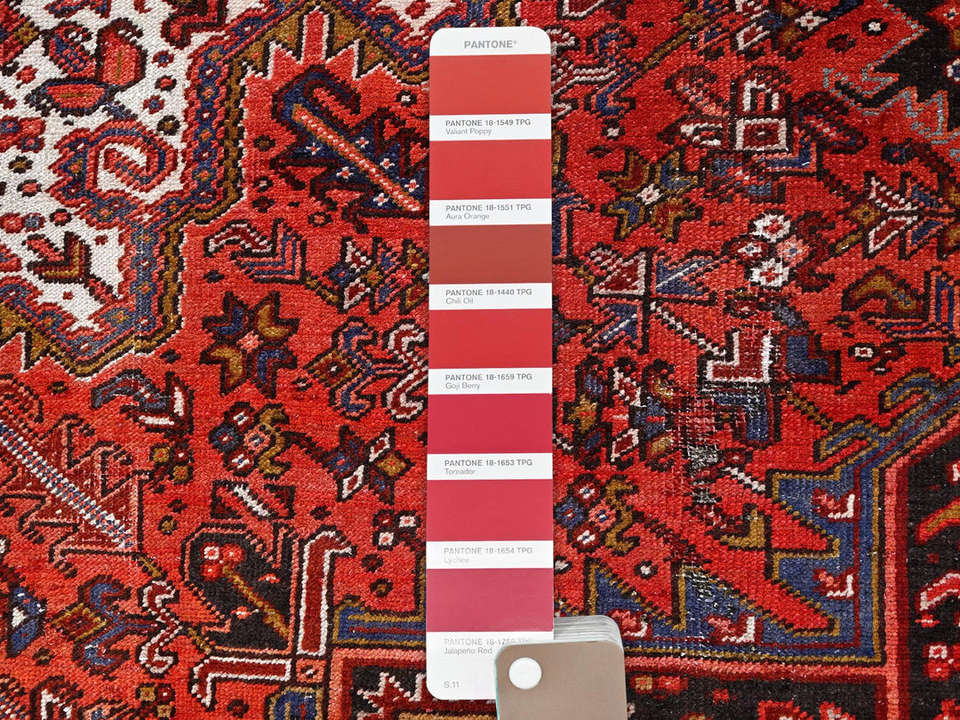 10'0" x 13'2" Vintage Hand Knotted Red Worn Wool Rectangle Oriental Rug - MOA10285578