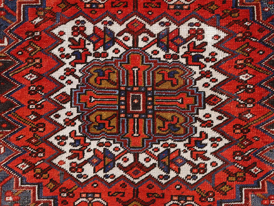 10'0" x 13'2" Vintage Hand Knotted Red Worn Wool Rectangle Oriental Rug - MOA10285578