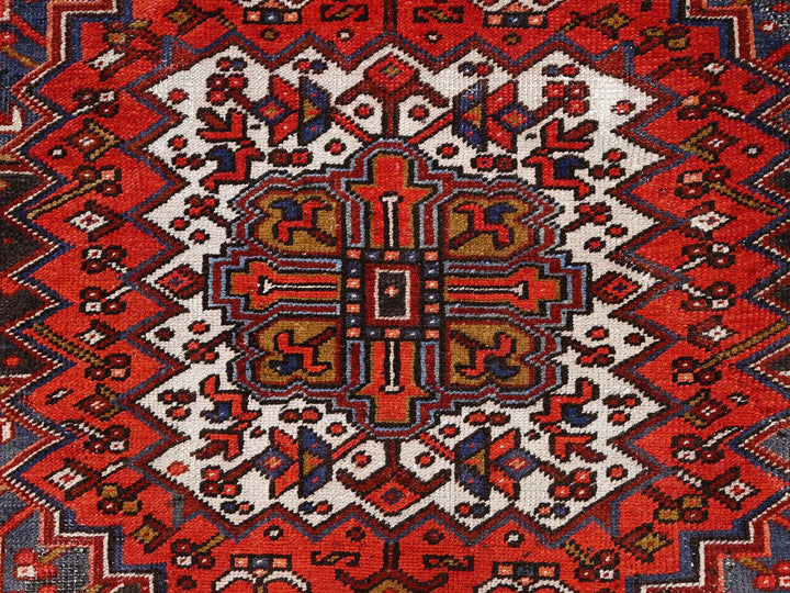 10'0" x 13'2" Vintage Hand Knotted Red Worn Wool Rectangle Oriental Rug - MOA10285578