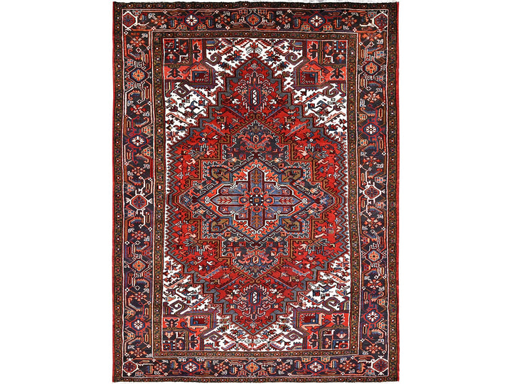 8'1" x 11'1" Vintage Hand Knotted Red Worn Wool Rectangle Oriental Rug - MOA10285581