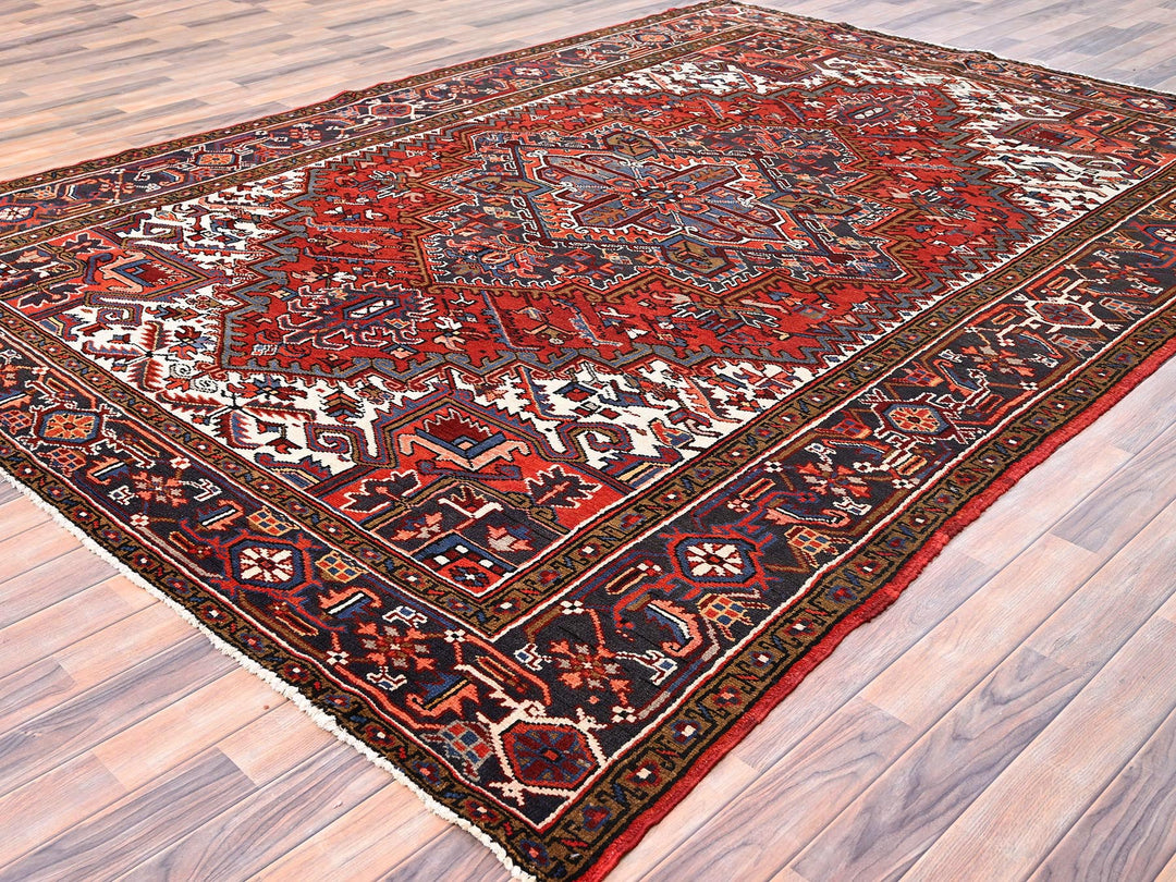 8'1" x 11'1" Vintage Hand Knotted Red Worn Wool Rectangle Oriental Rug - MOA10285581