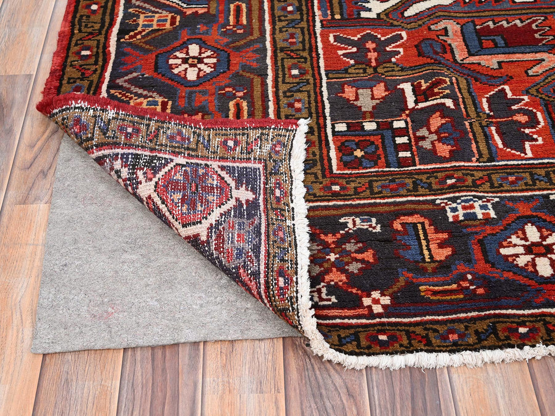 8'1" x 11'1" Vintage Hand Knotted Red Worn Wool Rectangle Oriental Rug - MOA10285581