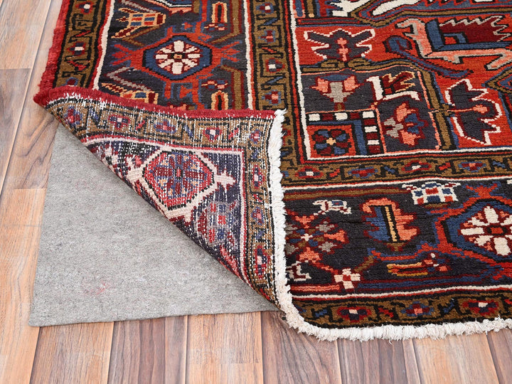 8'1" x 11'1" Vintage Hand Knotted Red Worn Wool Rectangle Oriental Rug - MOA10285581