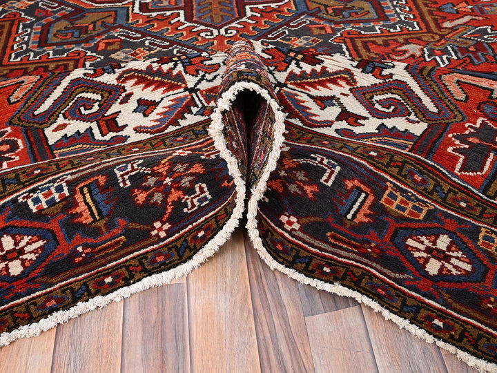 8'1" x 11'1" Vintage Hand Knotted Red Worn Wool Rectangle Oriental Rug - MOA10285581